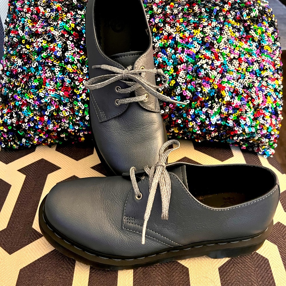 Dr. Martens Metallic Blue Silver Sz 8 women’s